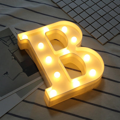 Luminous LED Letter Night Light Creative 26 English Alphabet Number Battery Lamp Romantic Wedding Party Decoration