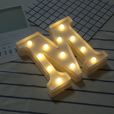 Luminous LED Letter Night Light Creative 26 English Alphabet Number Battery Lamp Romantic Wedding Party Decoration