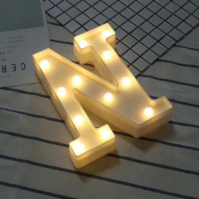 Luminous LED Letter Night Light Creative 26 English Alphabet Number Battery Lamp Romantic Wedding Party Decoration