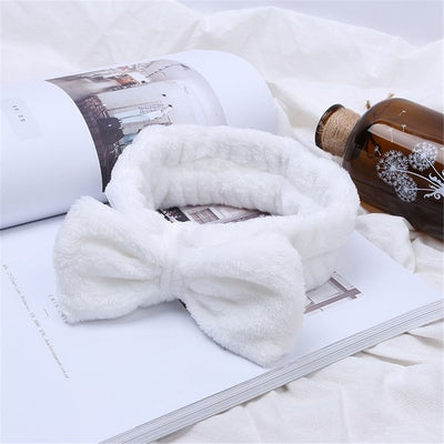 Coral Fleece Hair Bow Cross Headband For Wash Face Makeup Lady Bath Mask Cosmetic Hairband Girl Holder Rope Hair Accessories