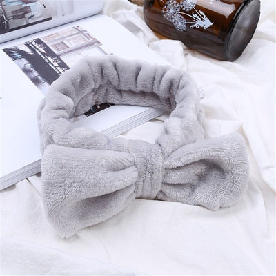 Coral Fleece Hair Bow Cross Headband For Wash Face Makeup Lady Bath Mask Cosmetic Hairband Girl Holder Rope Hair Accessories