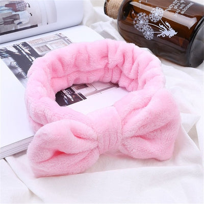 Coral Fleece Hair Bow Cross Headband For Wash Face Makeup Lady Bath Mask Cosmetic Hairband Girl Holder Rope Hair Accessories