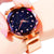 Simple 2019 Diamond Luxury Women Watches Starry Sky Rose Gold Magnet Mesh Band Rhinestones Quartz Wristwatch Ladies Female Watch