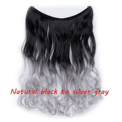 S-noilite 20inch Invisible Wire No Clip One Piece Halo Hair Extension flip in false hair Hairpieces Synthetic hair for women