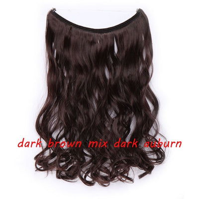 S-noilite 20inch Invisible Wire No Clip One Piece Halo Hair Extension flip in false hair Hairpieces Synthetic hair for women