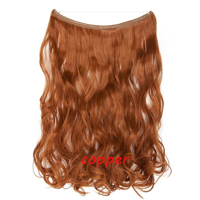 S-noilite 20inch Invisible Wire No Clip One Piece Halo Hair Extension flip in false hair Hairpieces Synthetic hair for women