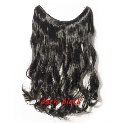 S-noilite 20inch Invisible Wire No Clip One Piece Halo Hair Extension flip in false hair Hairpieces Synthetic hair for women