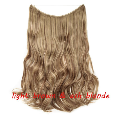 S-noilite 20inch Invisible Wire No Clip One Piece Halo Hair Extension flip in false hair Hairpieces Synthetic hair for women