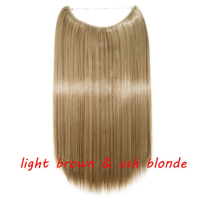 S-noilite 20inch Invisible Wire No Clip One Piece Halo Hair Extension flip in false hair Hairpieces Synthetic hair for women