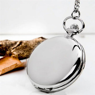 Retro Classical 4.5cm Size Silver Polish Quartz Men Pocket Watch Pendant Chain Smooth Pocket Watches Relogio De Bolso Gift