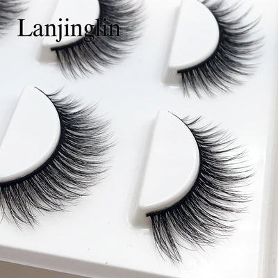 New 3 pairs natural false eyelashes fake lashes long makeup 3d mink lashes extension eyelash mink eyelashes for beauty #X11