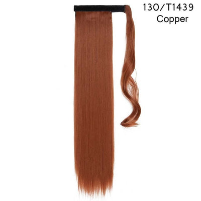 s-noilite 23" Long Curly Clip In Hair Tail False Hair Ponytail Hairpiece With Hairpins Synthetic Hair Pony Tail Hair Extension