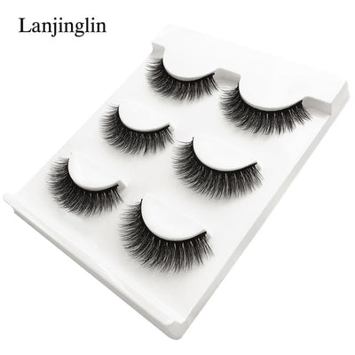 New 3 pairs natural false eyelashes fake lashes long makeup 3d mink lashes extension eyelash mink eyelashes for beauty #X11