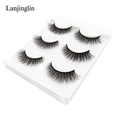 New 3 pairs natural false eyelashes fake lashes long makeup 3d mink lashes extension eyelash mink eyelashes for beauty #X11