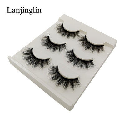 New 3 pairs natural false eyelashes fake lashes long makeup 3d mink lashes extension eyelash mink eyelashes for beauty #X11