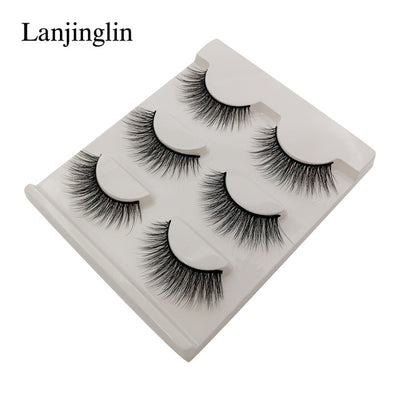 New 3 pairs natural false eyelashes fake lashes long makeup 3d mink lashes extension eyelash mink eyelashes for beauty #X11