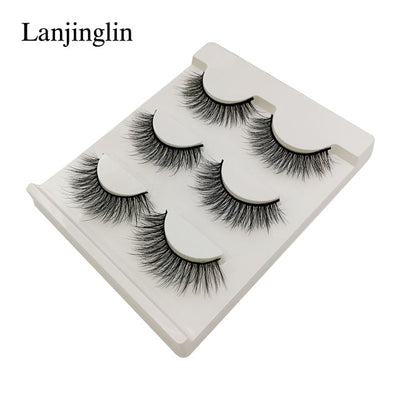 New 3 pairs natural false eyelashes fake lashes long makeup 3d mink lashes extension eyelash mink eyelashes for beauty #X11