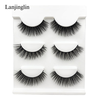 New 3 pairs natural false eyelashes fake lashes long makeup 3d mink lashes extension eyelash mink eyelashes for beauty #X11