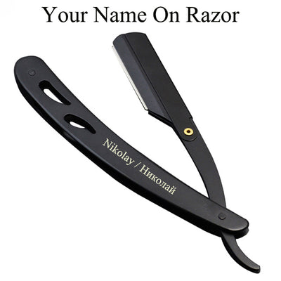 Men Shaving Barber Tools Hair Razor and Blades Antique Black Folding Shaving Knife Stainless Steel Straight razor Holder