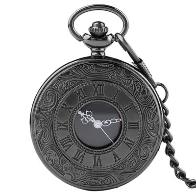 Antique Style Roman Numerals Pocket Watch Men Women Black Hollow Case Quartz Steampunk Vintage Pendant Necklace Gift cep saati