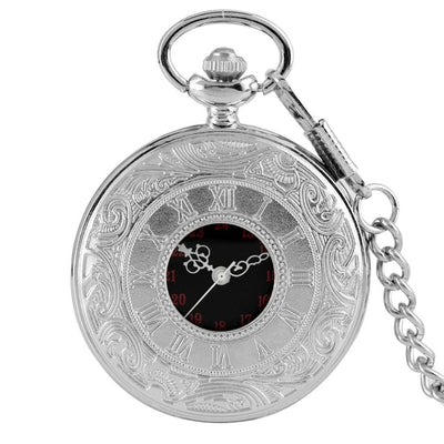 Antique Style Roman Numerals Pocket Watch Men Women Black Hollow Case Quartz Steampunk Vintage Pendant Necklace Gift cep saati