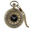 Antique Style Roman Numerals Pocket Watch Men Women Black Hollow Case Quartz Steampunk Vintage Pendant Necklace Gift cep saati