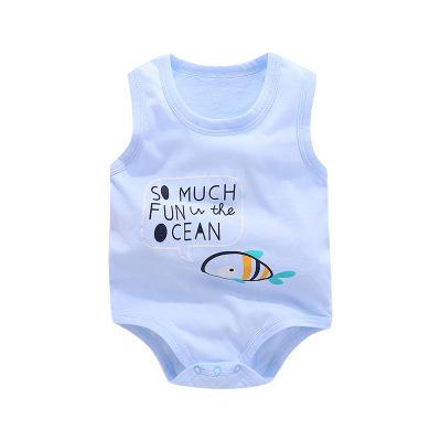 Newborn Baby Boys Girls Cartoon Cotton Bodysuit Infant Baby Bag Fart Sleeveless Vest Jumpsuit Summer Thin Penguin Pajamas Outfit